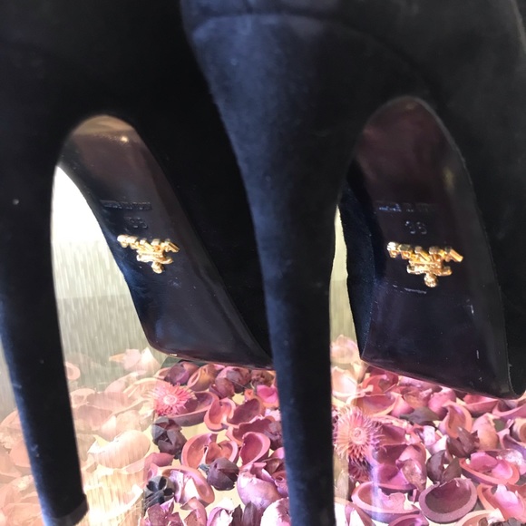 Prada platform suede peep toe heel straps sandal - Picture 4 of 7